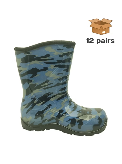 105 - PVC Kids Rain Boots - Camouflage Blue
