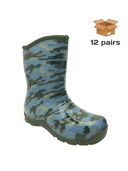 105 - PVC Kids Rain Boots - Camouflage Blue - Image 2