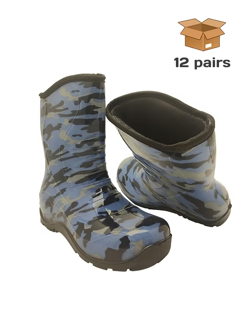 105 - PVC Kids Rain Boots - Camouflage Blue - Image 4